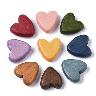 Painted Natural Wood Beads WOOD-R265-08-1