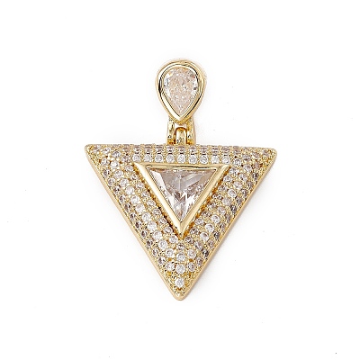 Brass Micro Pave Clear Cubic Zirconia Pendants KK-G439-06G-1