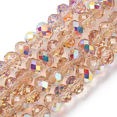Electroplate Transparent Glass Beads Strands EGLA-A046-01B-22-1