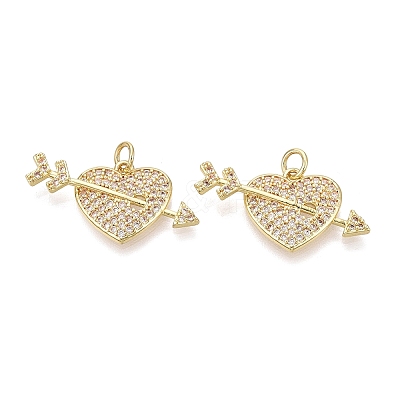 Valentine's Day Brass Micro Pave Clear Cubic Zirconia Pendants KK-Q072-10G-1