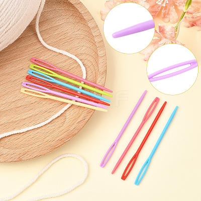 100Pcs Child Plastic Knit Needles Sewing Knitting Cross Stitch TOOL-SP0001-10-1