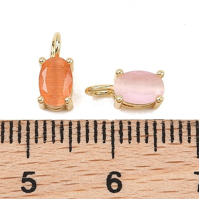 Brass Cat Eye Pendants KK-C251-09B-G-1