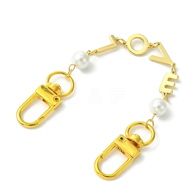 Brass & Shell Pearl Word LOVE Link Bag Extender Chains FIND-JF00149-01-1