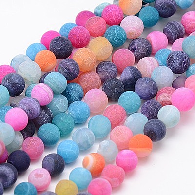 Natural Weathered Agate Beads Strands G-G589-6mm-09-1