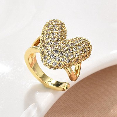 Brass Micro Pave Clear Cubic Zirconia Cuff Earrings EJEW-F359-13G-1