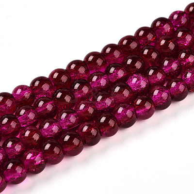 Crackle Glass Beads Strands X-CCG-Q002-6mm-08-1
