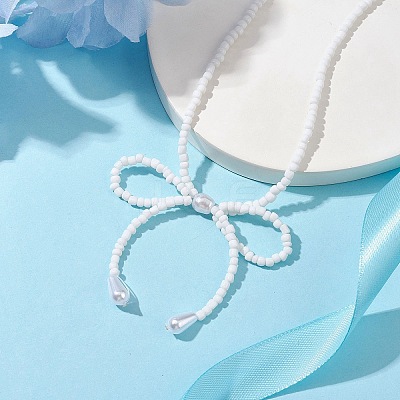 Bowknot 304 Stainless Steel Necklaces NJEW-JN04670-01-1