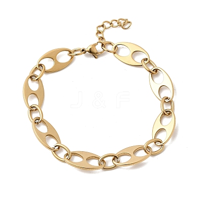 304 Stainless Steel Oval Link Chain Bracelets for Women Men BJEW-L720-03G-1