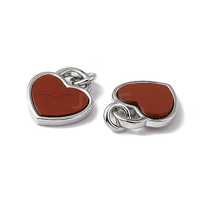Natural Mixed Stone Heart Charms G-G977-05P-1