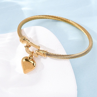 304 Stainless Steel Charm Bangles BJEW-K280-03G-1