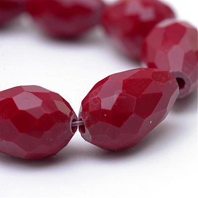 Opaque Solid Color Glass Faceted Teardrop Beads Strands GLAA-Q052B-03-1