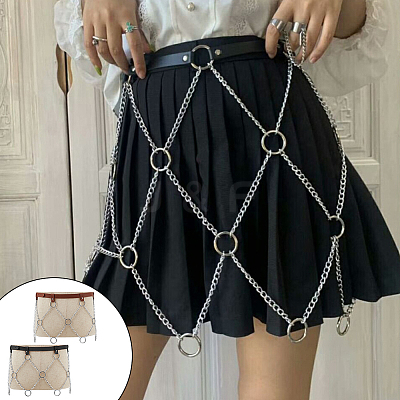 2Pcs 2 Colors Imitation Leather Chain Belt AJEW-WR0002-06-1