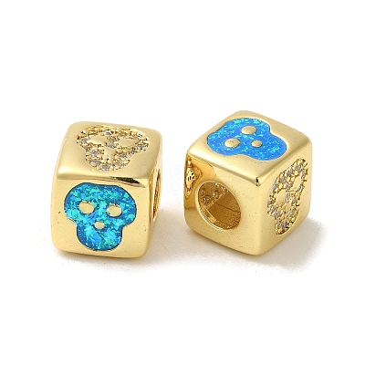 Rack Plating Brass Micro Pave Cubic Zirconia Beads KK-P268-01G-16-1