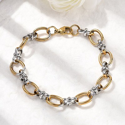 304 Stainless Steel Oval Link Chain Bracelets for Women BJEW-D377-01A-1
