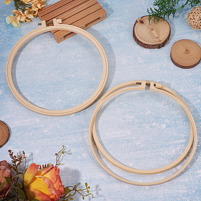 2Pcs Plastic Imitation Bamboo Cross Stitch Embroidery Hoops FIND-TADJ0001-03-1