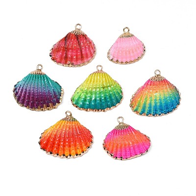Spray Paint & Electroplate Sea Shell Pendants SSHEL-S262-07-1