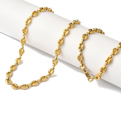 Ion Plating(IP) 304 Stainless Steel Coffee Bean Chain Necklaces for Women or Men NJEW-A029-01B-G-1