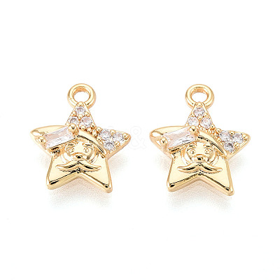 Brass Micro Pave Cubic Zirconia Charms KK-N263-143A-G-1