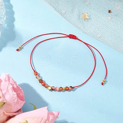 Natural Round Carnelian Beads Braided Bead Bracelets for Women BJEW-JB11655-08-1