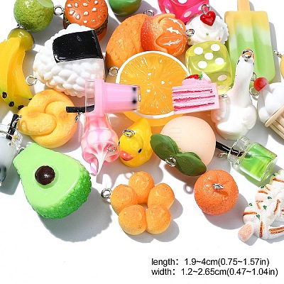 30Pcs 6 Styles Opaque Resin Pendants RESI-YW0001-67A-1