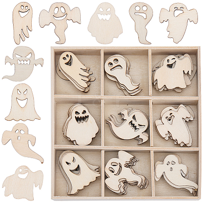 1 Set Halloween Theme Wooden Pendant Decorations WOOD-SC0001-92B-1