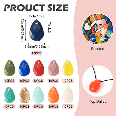 100Pcs 10 Colors Opaque Acrylic Charms MACR-TA0001-86-1
