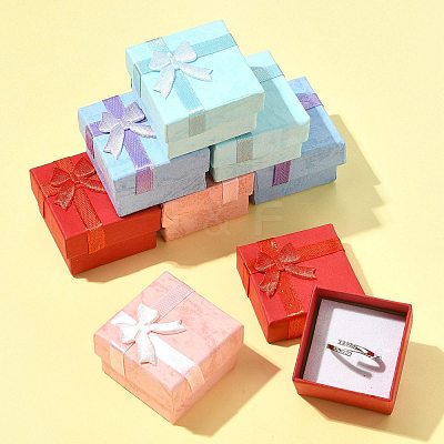 8Pcs 4 Colors Valentines Day Presents Packages Cardboard Ring Boxes CBOX-FS0001-07-1