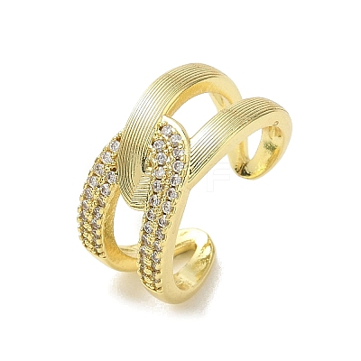 Brass Micro Pave Cubic Zirconia Cuff Open Rings RJEW-C163-15G-1