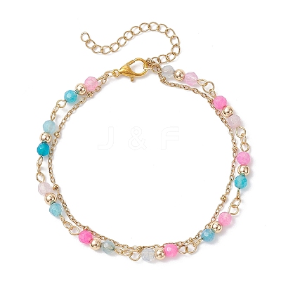 Natural Agate Round Beads Multi-strand Bracelets BJEW-JB12468-01-1