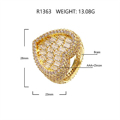 Brass Micro Pave Clear Cubic Zirconia Finger Rings for Women FS-WG571C7-01-1