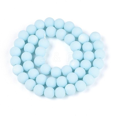Frosted Opaque Glass Beads Strands GLAA-T032-P8mm-MBB10-1