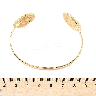 Shell Shape 304 Stainless Steel Cuff Bangles for Women LS-BJEW-S171-01B-G-1