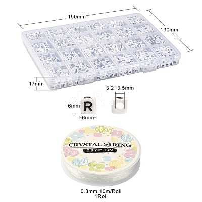 Opaque Acrylic Horizontal Hole Letter Beads SACR-YW0001-44-1