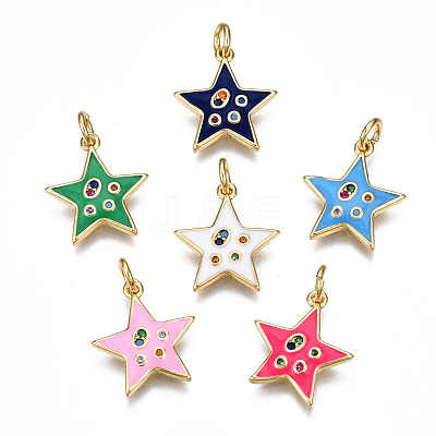 Brass Micro Pave Cubic Zirconia Enamel Charms ZIRC-Q200-025-NF-1