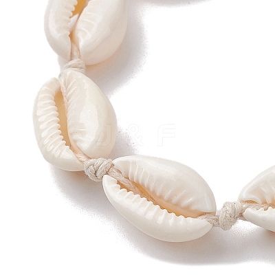 Natural Cowrie Shell Braided Bead Bracelets BJEW-JB10093-1