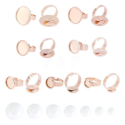 14Pcs Flat Round Adjustable 304 Stainless Steel Finger Rings Components DIY-UN0002-75-1