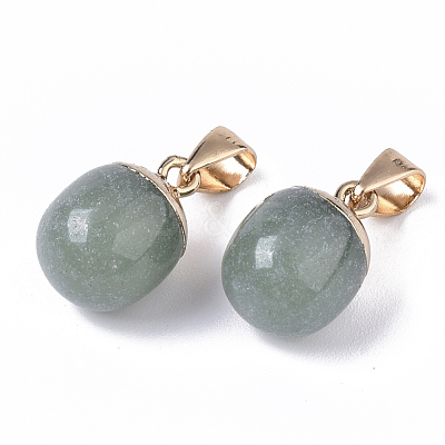 Top Golden Plated Natural Green Aventurine Pendants G-T131-03F-1