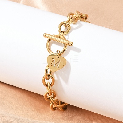 Golden 304 Stainless Steel Charm Bracelets NJEW-K284-01G-M-1