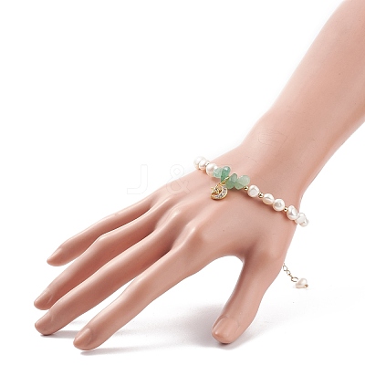 Gemstone Chips & Pearl Beaded Bracelet BJEW-JB08236-1
