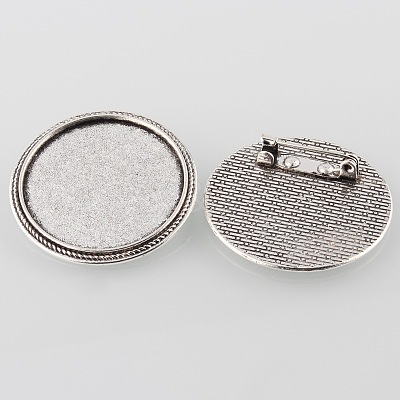 Vintage Alloy Brooch Cabochon Bezel Settings X-PALLOY-O038-42AS-1