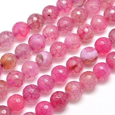 Dyed Natural Agate Faceted Round Beads Strands G-E268-02-1