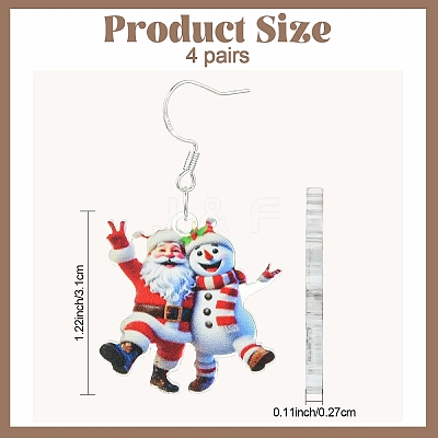 Acrylic Santa Claus Dangle Earrings EJEW-YWC0001-01-1