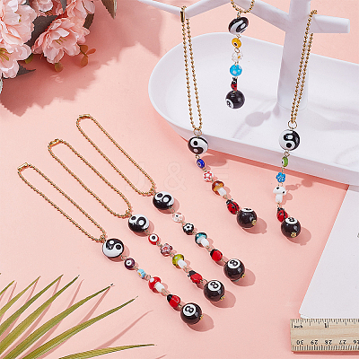 6Pcs 6 Styles Handmade Lampwork Beads Hanging Ornament HJEW-AR00015-1