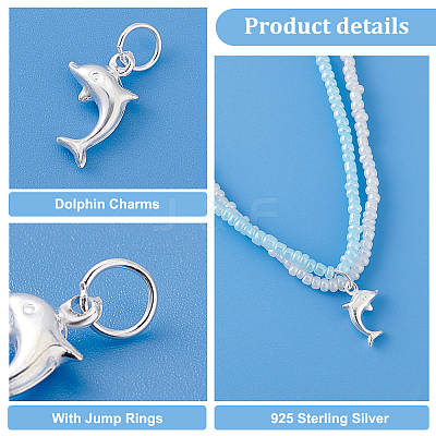 4Pcs 925 Sterling Silver Dolphin Charms STER-PH0002-30-1