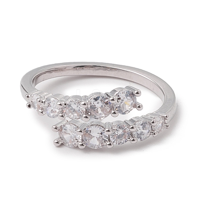 Clear Cubic Zirconia Open Cuff Ring RJEW-F124-04P-1