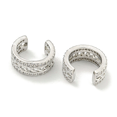 Brass Micro Pave Clear Cubic Zirconia Cuff Earrings EJEW-C104-078P-1
