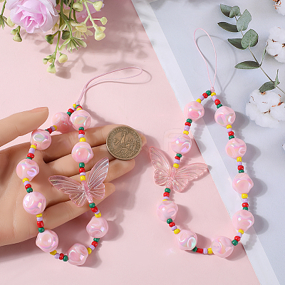 Acrylic Beaded Mobile Phone Lanyard Wrist Strap AJEW-WH20006-62-1