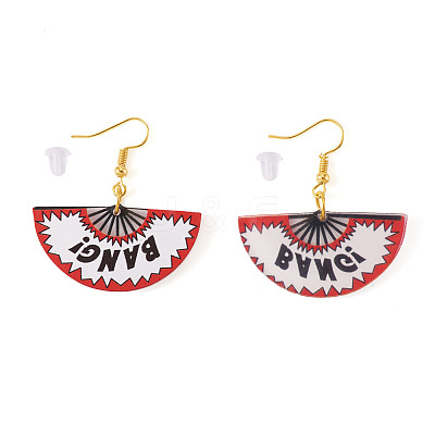 1 Pairs Acrylic Fan Dangle Earrings EJEW-TADJ0001-01-1