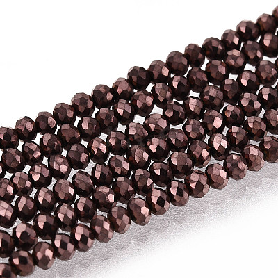 Electroplate Glass Beads Strands X-EGLA-F149-FP-08-1