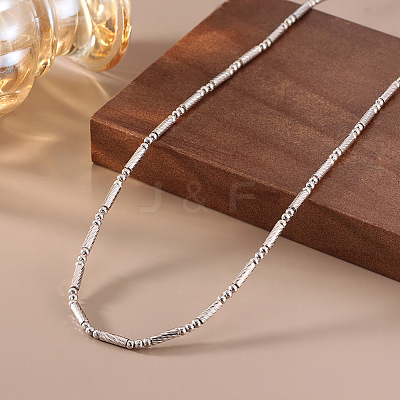 Adjustable 925 Sterling Silver Round Column Magnetic Beaded Necklaces for Women NJEW-A048-03P-1